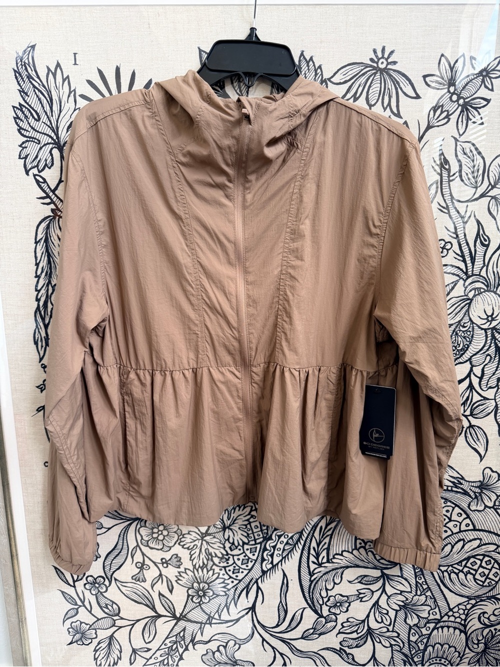 90 Degree By Reflex Hooded Peplum Utility Jacket - Taupe